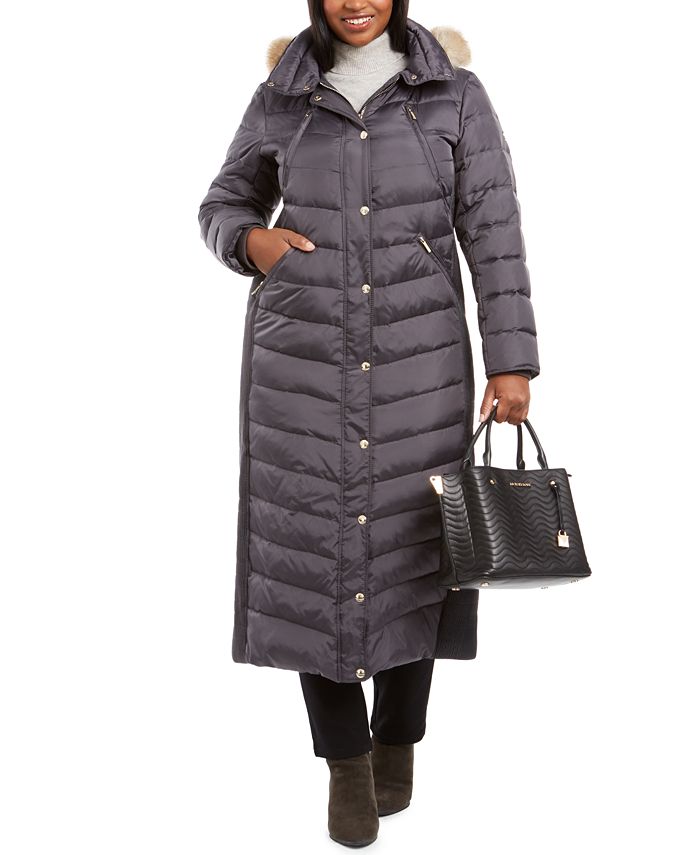 Michael Kors Plus Size Faux Fur Trim Maxi Puffer Coat Macy s