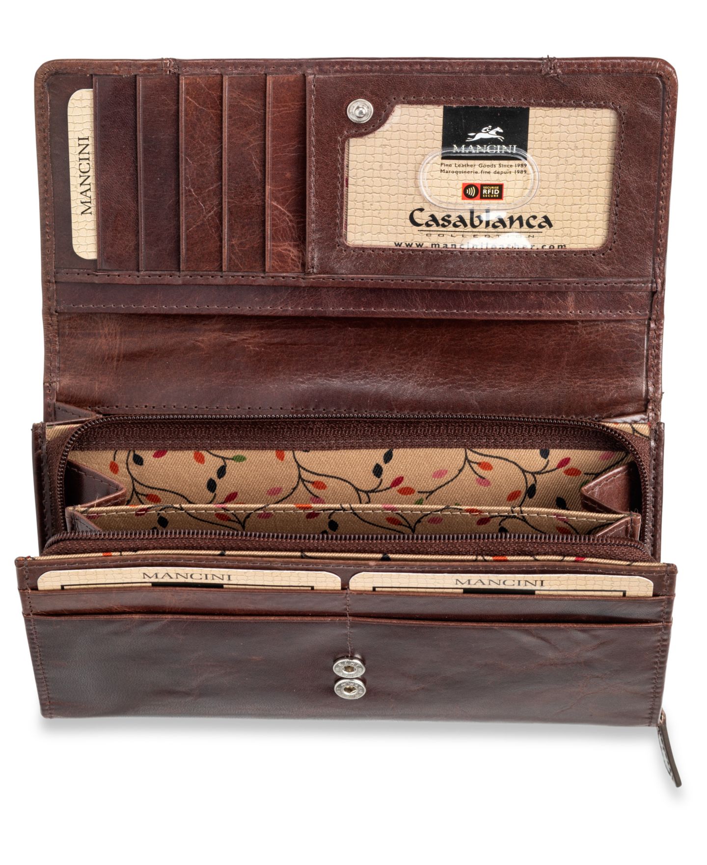Женский кошелёк Mancini Casablanca Collection RFID Secure Ladies Clutch Wallet, цвет: Коричневый — фото 3