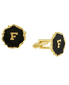 Jewelry 14K Gold-Plated Enamel Initial F Cufflinks