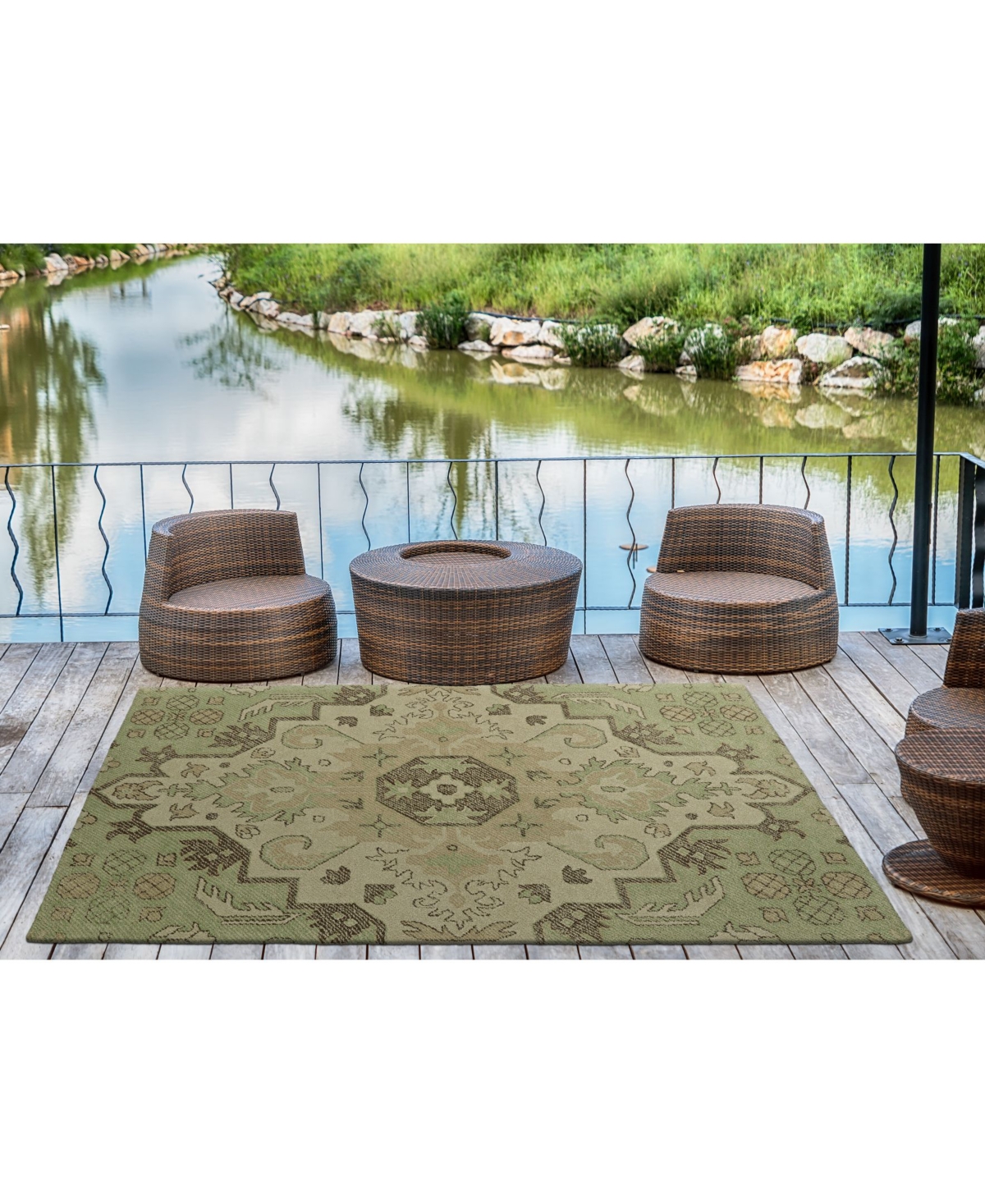 Kaleen Weathered WTR02-50Outdoor Area Rug - Green