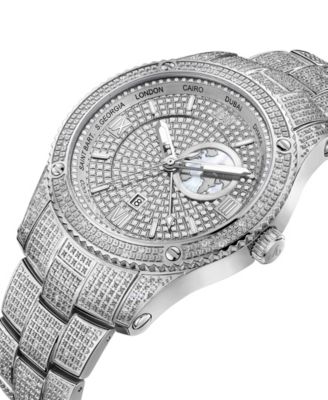 Men's Jet Setter GMT Silver-Tone Stainless Steel Bracelet Watch 46mm