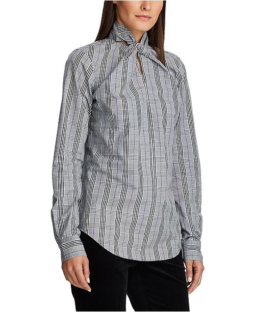 Lauren Ralph Lauren Keyhole Front Cotton Blouse Reviews