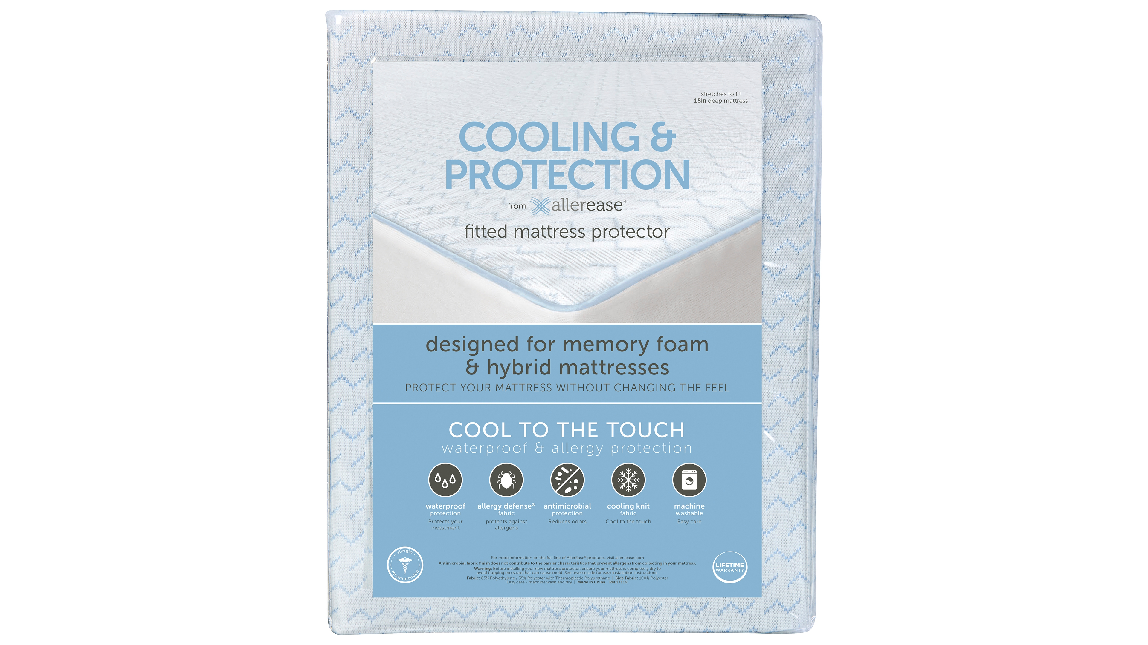 AllerEase Cooling and Protection Mattress Protector for Memory Foam Mattresses, King