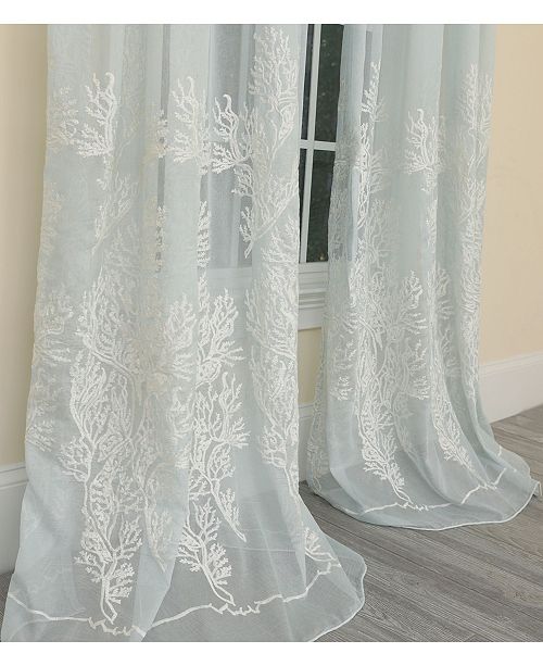 Manor Luxe Vivid Ocean Coral Embroidered Semi Sheer Rod Pocket