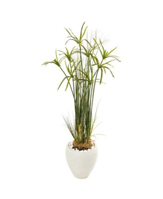 Nearly Natural - 47" Papyrus Artificial Plant in White Planter