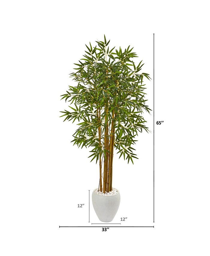 Nearly Natural - 65" Multi Bambusa Bamboo Artificial Tree in White Planter
