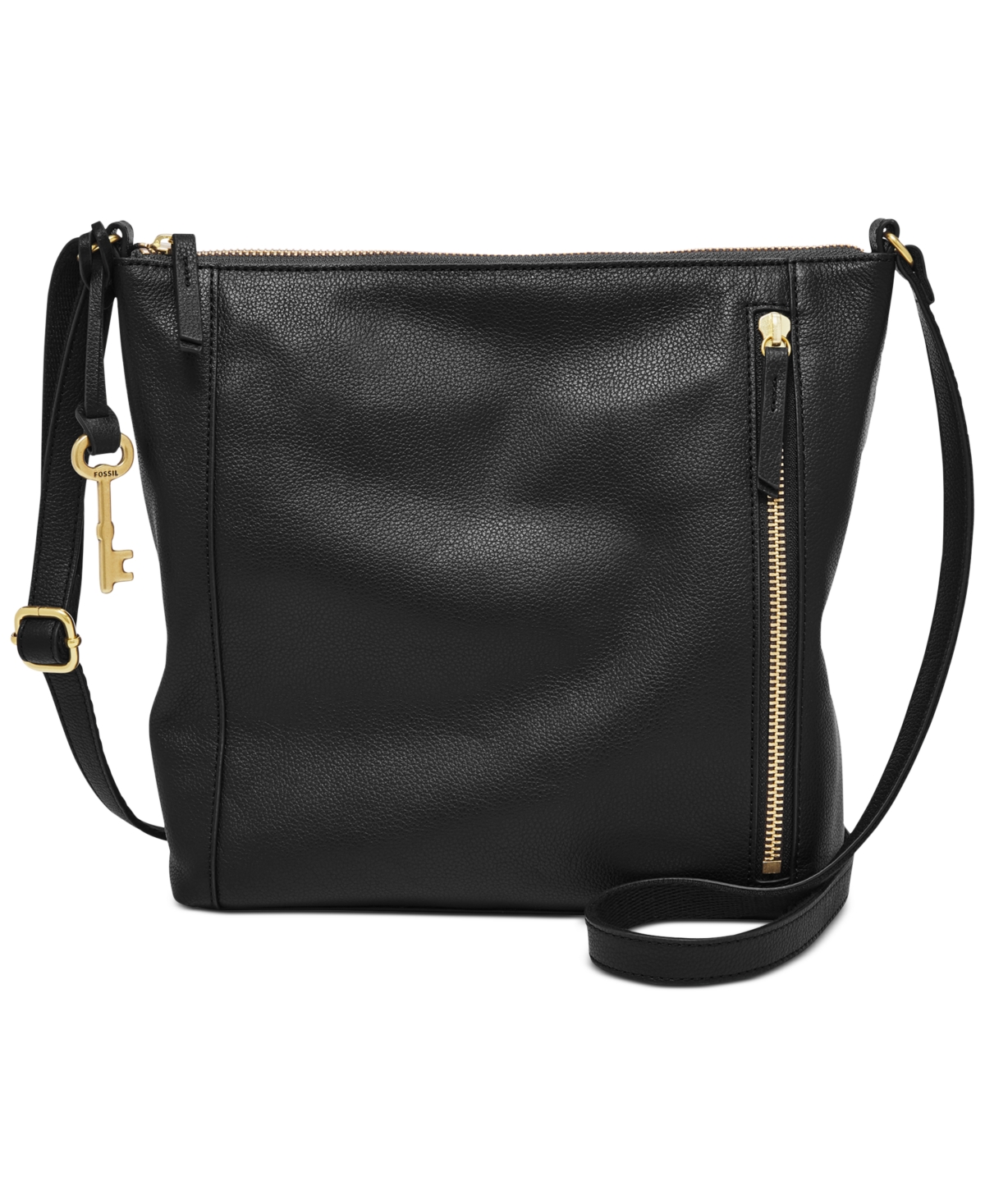 Fossil Women's Tara Leather Crossbody In Black Gold ModeSens