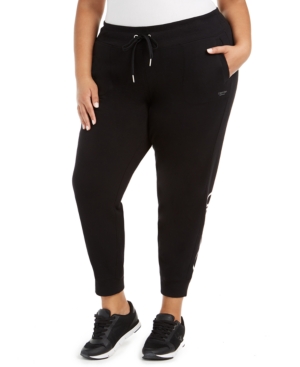 Calvin Klein Performance Plus Size Active Fleece Jogger Pants In Black