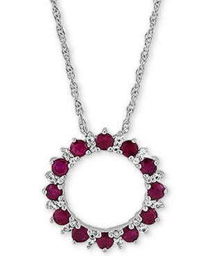 image of Certified Ruby (1-1/5 ct. t.w.) & White Topaz (1/10 ct. t.w.) Circle 18