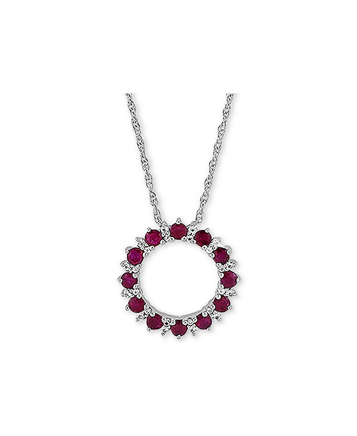 Macy's Ruby (1-1/5 ct. t.w.) & White Topaz (1/10 ct. t.w.) Circle 18 ...