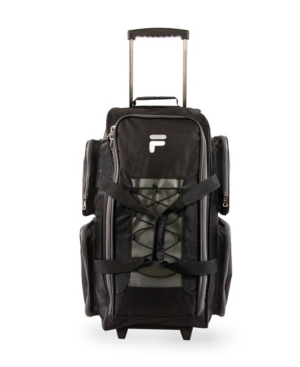 Shop Fila 26"  Lightweight Rolling Duffel Bag In Black