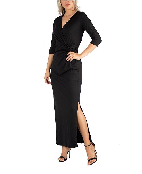 24seven Comfort Apparel Women S Ankle Length Side Slit Formal Maxi