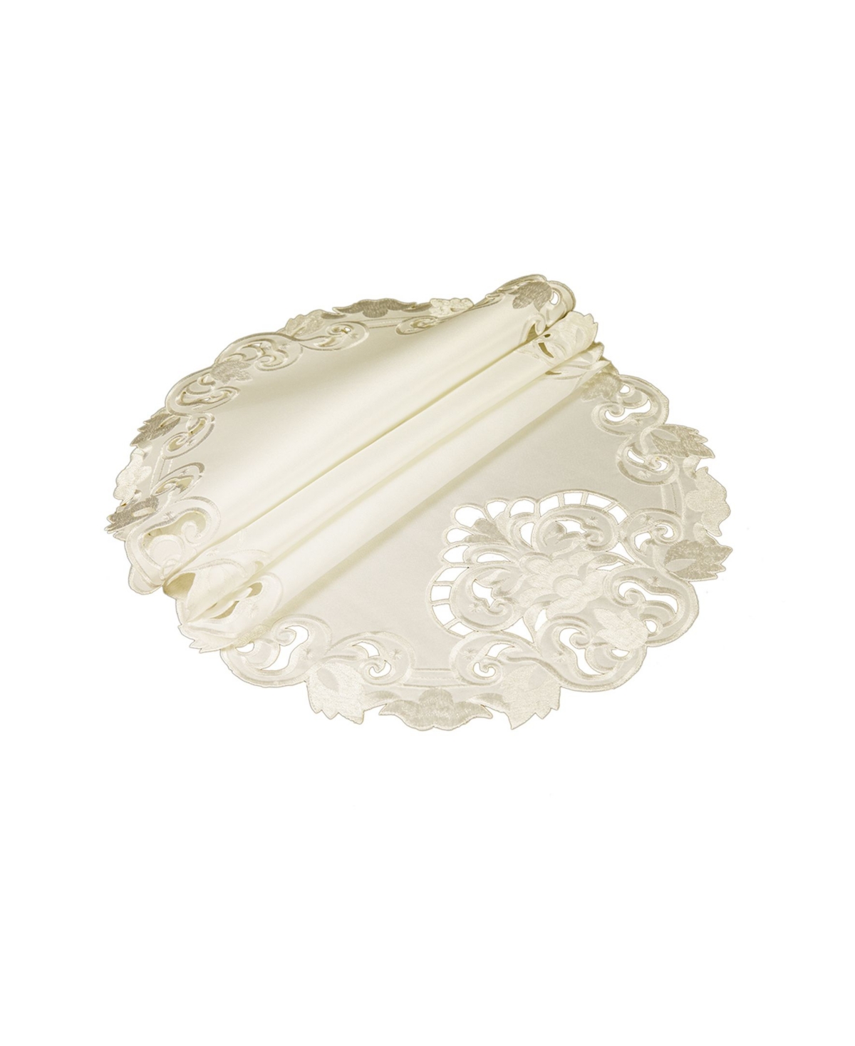 Xia Home Fashions Garden Trellis Embroidered Cutwork Round Placemats, Round, Set of 4