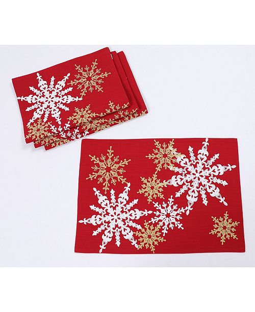 Manor Luxe Magical Snowflakes Crewel Embroidered Christmas Placemats 14 X 20 Set Of 4 Reviews Table Linens Dining Macy S