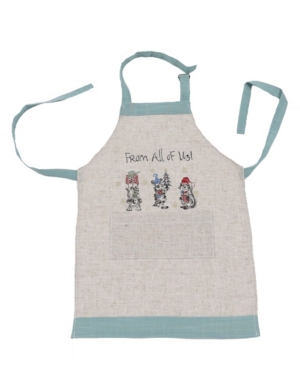 Manor Luxe Animal's Fun Holiday Party Embroidered Apron In Linen