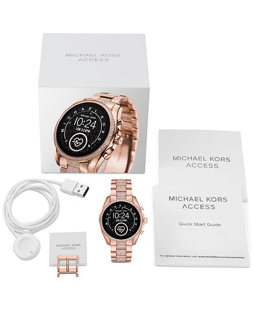 michael kors bradshaw rose tone & pink bracelet smart watch