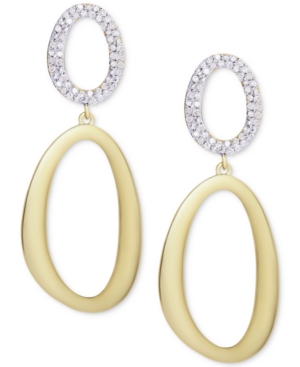 image of Diamond Double Oval Drop Earrings (1/2 ct. t.w.) in Sterling Silver & 14k Gold-Plate