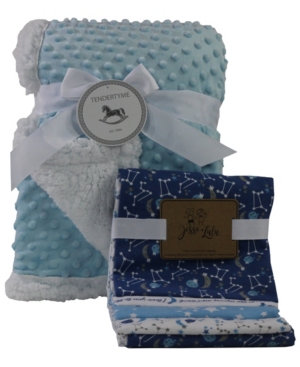 3 Stories Trading Tendertyme Popcorn Sherpa Galaxy Baby Blanket Gift Set