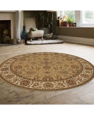 CLOSEOUT! 1592/1075/BEIGE Pesaro Beige 5'3" x 5'3" Round Area Rug