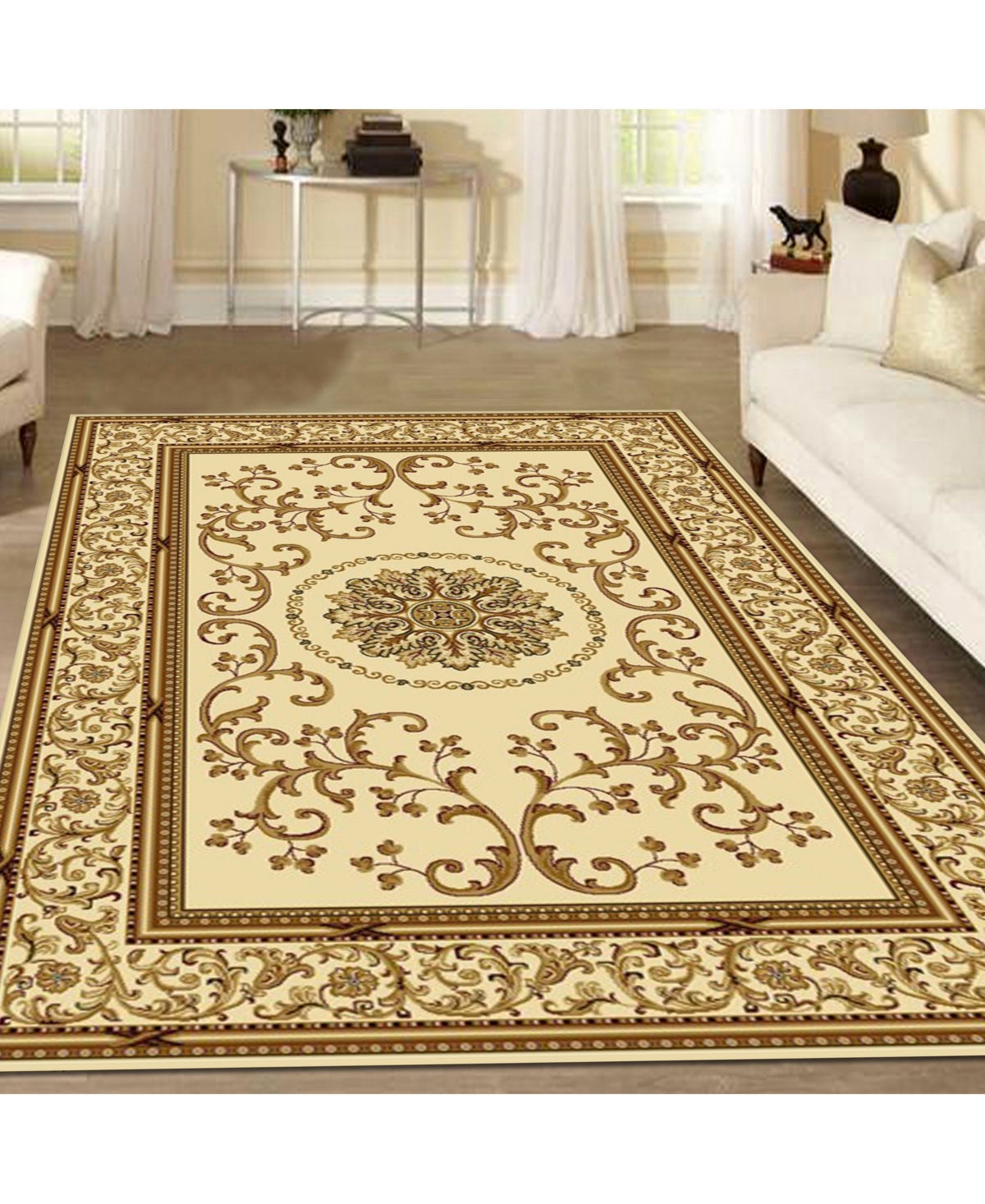 Closeout! Km Home 1419/1313/Ivory Navelli Ivory 7'9" x 11'6" Area Rug