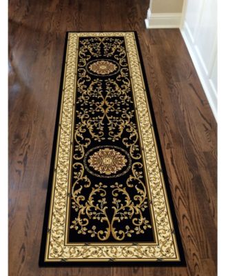 CLOSEOUT! 1419/1324/BLACK Navelli Black 2'2" x 8' Runner Rug