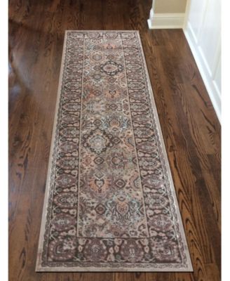 KM Home CLOSEOUT! 3802/0013/BROWN Gerola Brown 2'2" x 7'7" Runner Rug