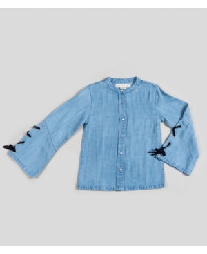 image of Girl-s Chambray Tie Detail Blouse