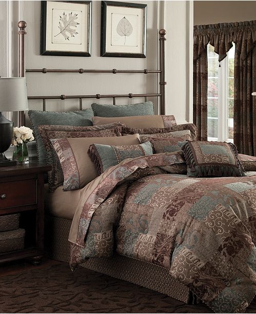 teal grey and brown bedding