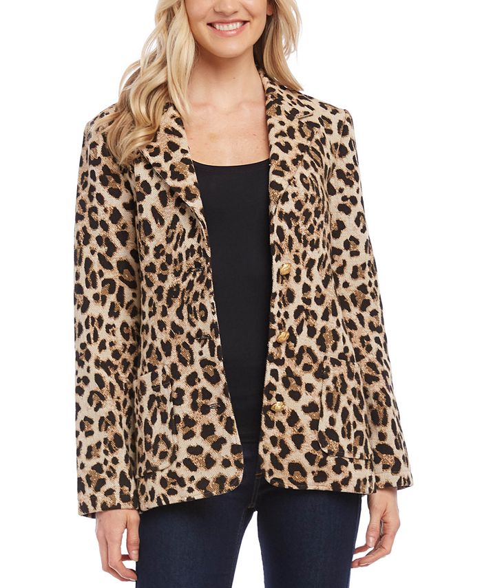 Karen Kane Leopard-Print Jacquard Blazer & Reviews - Jackets & Blazers ...