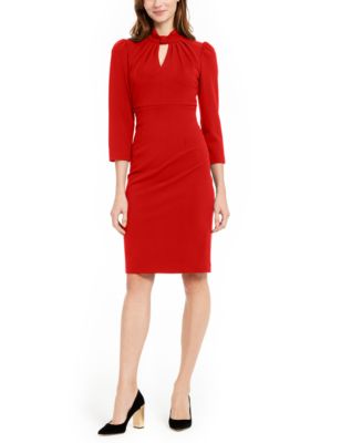 Calvin Klein Petite Keyhole Mock-Neck Sheath Dress - Macy's