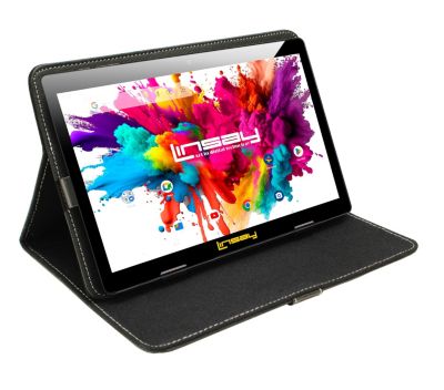 New 10.1" Tablet Octa Core 128GB Bundle with Black Leather Case Newest Android 15