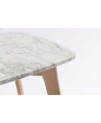Cenports - Cima 21" Rectangular White Marble Table with Oak Legs