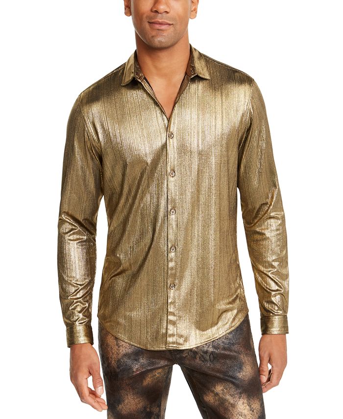 INC International Concepts I.N.C. Men's Metallic Stripe Shirt, Created
