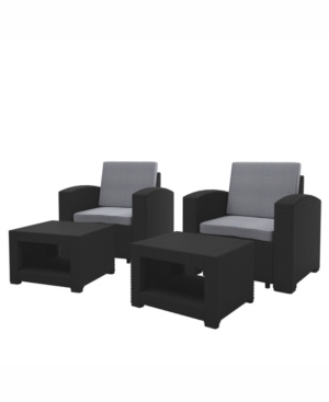 Shop Corliving Distribution Adelaide 4 Piece All-weather Chair And Ottoman Patio Set In Black