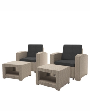 Corliving Distribution Adelaide 4 Piece All-weather Chair And Ottoman Patio Set In Beige