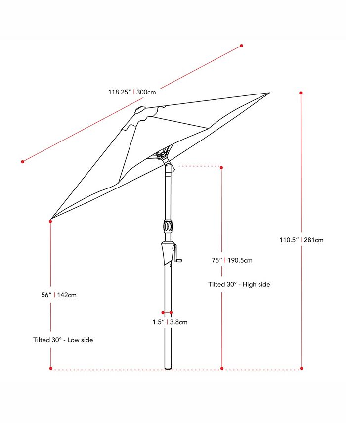 CorLiving Distribution UV and Wind Resistant Tilting Patio Umbrella