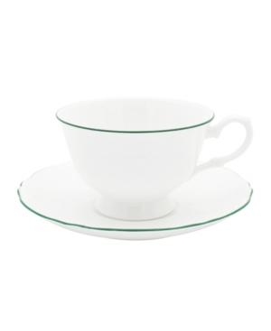 Twig New York Amelie Forest Green Rim Cup Saucer In White