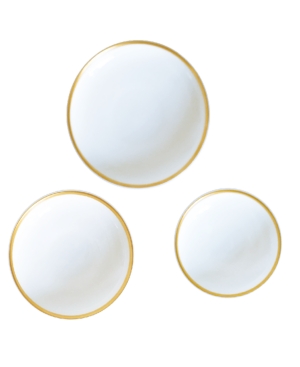 Twig New York Golden Edge Canape Plates - Set Of 3 In White