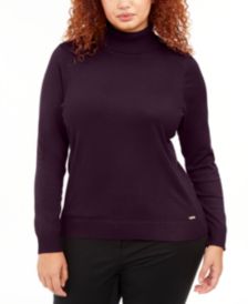 Plus Size Solid Turtleneck Sweater