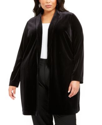 Alfani Plus Size Mixed-media Jacket, Created For Macy's In Deep Black