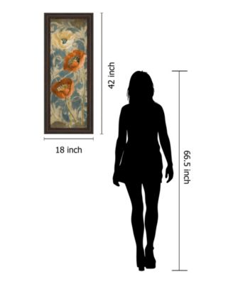 Classy Art Poppies De Bleu II by Lanie Loreth Framed Painted Print Wall Art - 18" x 42"