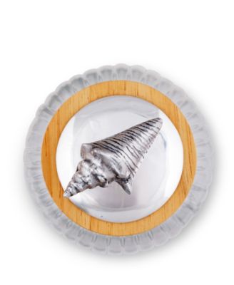 Canister Glass for Kitchen with Rubber Airtight Seal for Food Storage Sea Shell Ocean Pattern Knob