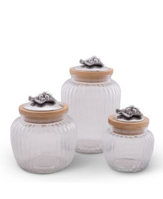 Canister Glass for Kitchen with Rubber Airtight Seal for Food Storage Grape Pattern Knob