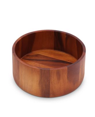 Acacia Wood Serving Bowl for Fruits or Salads Tulip Shape Style Large Wooden Single Bowl