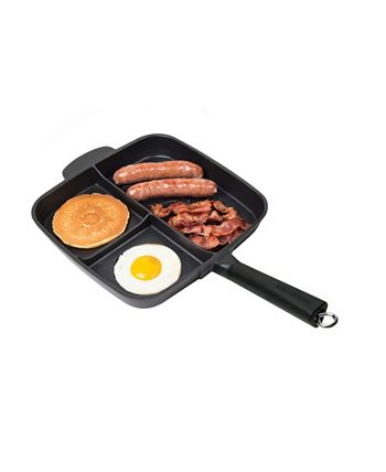 MasterPan Non-Stick 3 Section Meal Skillet, 11, Black