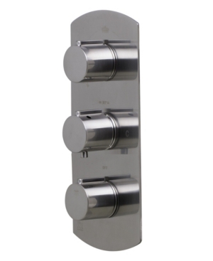 Alfi brand Brushed Nickel Concealed 3-Way Thermostatic Valve Shower Mixer Round Knobs Bedding