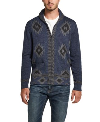 Western Pattern Full-Zip Sweater 