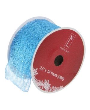Northlight Pack of 12 Glittering Blue Wired Christmas Craft Ribbon Spools - 25