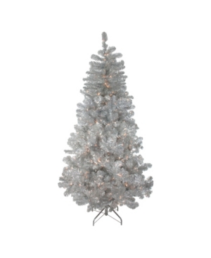 Northlight 7.5' Pre-lit Silver Metallic Artificial Tinsel Christmas Tree
