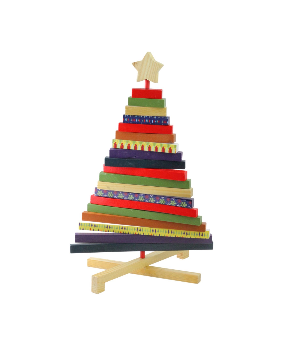Northlight 15.5" Adjustable Multi-colored Wooden Decorative Christmas Tree Tabletop Decoration